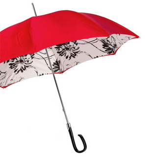 Modern black sunflower double cloth acetate handle umbrella side view