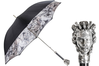 Luxury handmade Italian brass handle premium polyester canopy umbrella front