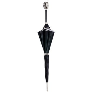 Luxury handmade Italian brass handle premium polyester umbrella close-up
