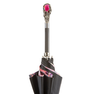 Luxury red gem handmade Italian designer umbrella canopy detail