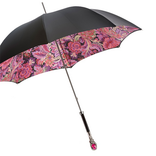 Luxury red gem handmade Italian designer rain umbrella side view