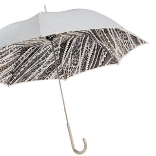 Leopard print brass handle luxury Italian women's umbrella side view