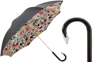 Comic print designer handmade Italian umbrella front view