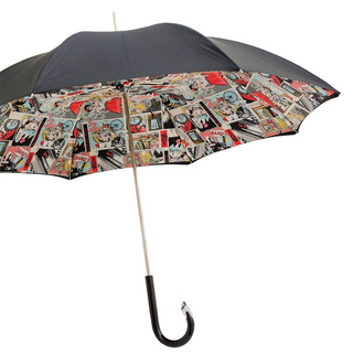 Comic print designer handmade Italian umbrella side view