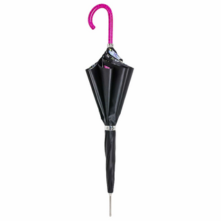 Pink handle handmade Italian classic polyester umbrella close-up