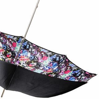 Pink handle handmade Italian classic polyester umbrella top view