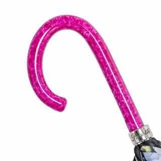 Pink handle handmade Italian classic polyester umbrella canopy detail