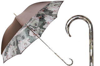 Mother of pearl handmade Italian luxury manual umbrella front view