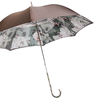 Mother of pearl handmade Italian luxury manual umbrella side view