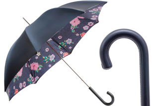 Jeans and flowers leather handle luxury women's umbrella front view
