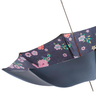 Jeans and flowers leather handle luxury women's umbrella top view