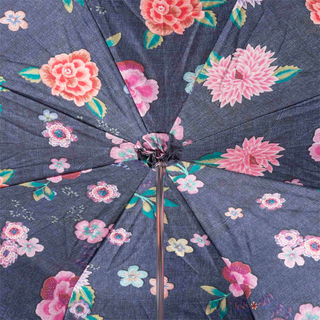 Jeans and flowers leather handle luxury women's umbrella open canopy
