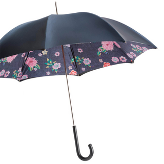 Jeans and flowers leather handle luxury women's umbrella side view