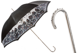 Italian jeweled brass handcrafted women luxury rain umbrella front view