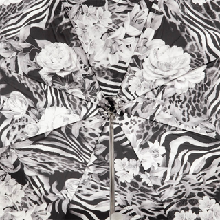 Luxury Italian animal print silver rose handle women's umbrella open canopy