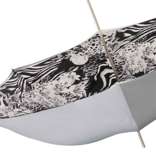 Luxury Italian animal print silver rose handle women's umbrella top view