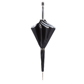 Animalier black white print luxury Italian women's umbrella close-up handle detail