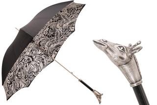 Vintage giraffe aluminum handle handmade Italian umbrella front view