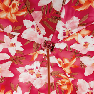 Orchid pink brass handle luxury Italian women's umbrella top view