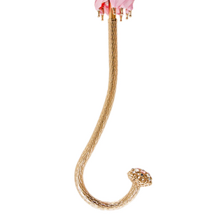 Orchid pink brass handle luxury Italian women's umbrella canopy detail
