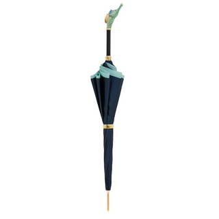 Seahorse motif enameled brass handmade Italian umbrella close-up