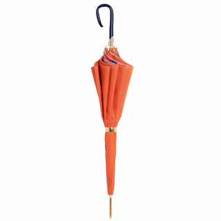 Orange floral handmade Italian designer acetate handle umbrella close-up