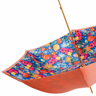 Orange floral handmade Italian designer acetate gift box umbrella detail
