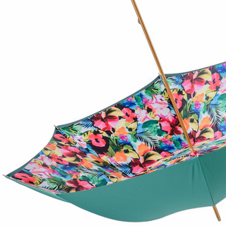 Frog handmade Italian enameled brass handle umbrella top view