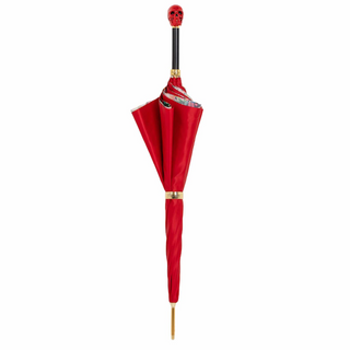 Luxury skull handmade Italian red resin polyester umbrella close-up