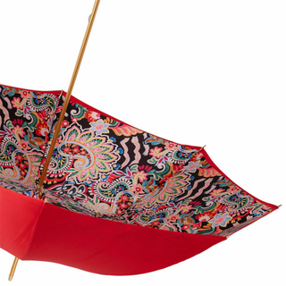 Luxury skull handmade Italian red resin polyester umbrella top view