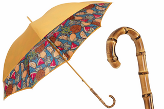 Fruit pattern bamboo handle manual lightweight travel umbrella front view