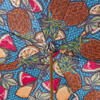 Fruit pattern bamboo handle manual umbrella open canopy