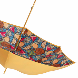 Fruit pattern bamboo handle manual umbrella top view
