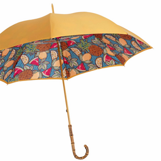 Fruit pattern bamboo handle manual lightweight umbrella side view