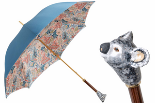 Luxury handmade Italian enameled brass handle rain umbrella front view