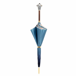 Luxury handmade Italian enameled brass handle rain umbrella close-up