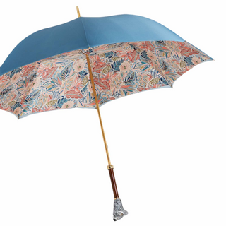 Luxury handmade Italian enameled brass handle rain umbrella side view