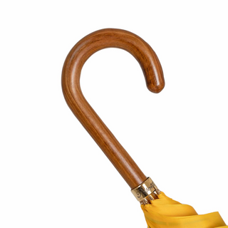 Yellow tropical wooden handle luxury Italian women's umbrella canopy detail