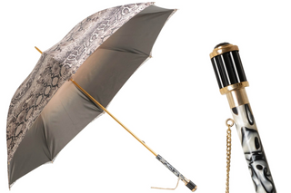 Python print acetate handle luxury Italian women's umbrella front view