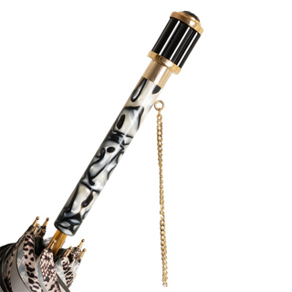 Python print acetate handle luxury Italian women's umbrella canopy detail