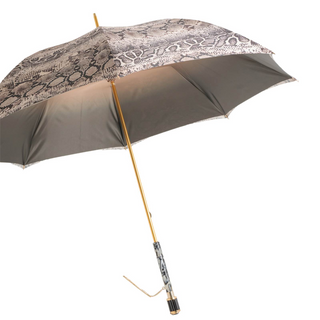 Python print acetate handle luxury Italian women's umbrella side view