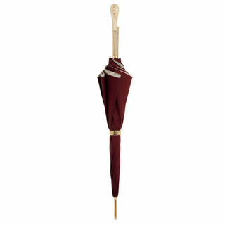 Burgundy paisley double cloth Swarovski crystal handle handmade Italian umbrella close-up