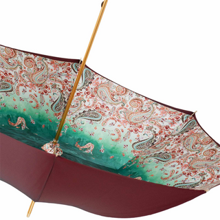 Burgundy paisley double cloth Swarovski crystal handle handmade Italian umbrella top