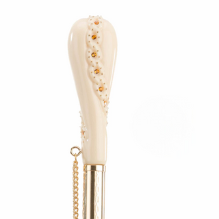 Burgundy paisley double cloth Swarovski crystal handle handmade Italian umbrella detail