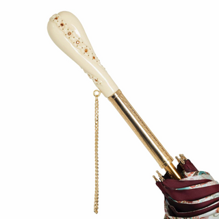 Burgundy paisley double cloth Swarovski crystal handle handmade Italian umbrella canopy