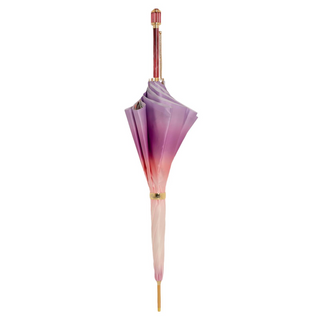 Pink ombre floral handmade Italian acetate handle umbrella close-up