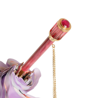 Pink ombre floral handmade Italian acetate umbrella open canopy