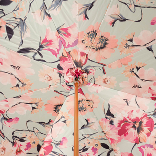 Pink ombre floral handmade Italian acetate umbrella top view