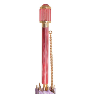 Pink ombre floral handmade Italian acetate umbrella canopy detail