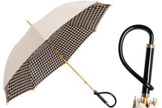 Ivory acetate handle handmade Italian polyester umbrella front view